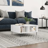 vidaXL Klubska mizica visok sijaj bela 60x60x30 cm inženirski les Cene