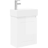 vidaXL Kopalniška omarica s tapo Bela visok sijaj 45,5 x 22,5 x 84 cm, (5000245538) | Shoptok.si