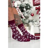 Milena Men's Christmas Socks Norwegian Pattern Burgundy | Shoptok.si