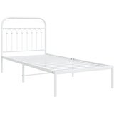 vidaXL Kovinski posteljni okvir z vzglavjem bel 90x200 cm, (21251505) | Shoptok.si