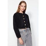 Trendyol Black Gold Buttons Plush Knitted Cardigan | shoptok.hr