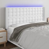  LED uzglavlje bijelo 203x16x118/128 cm od umjetne kože | shoptok.hr