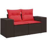  Vrtna garnitura - 6-dijelni set vrtnih sofa s jastucima crni od poliratana bagrem - Smeđa sa spremištem 1 | shoptok.hr