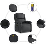  Masažna fotelja od ležaljke, crna, prava koža | Shoptok.si