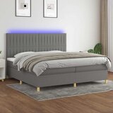  box spring s madracem LED tamnosivi 200x200 cm tkanina | shoptok.hr