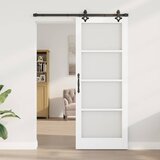  Klizna vrata Bijelo 83 x 211 cm Masivna borovina i staklo | shoptok.hr