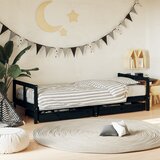 Maison Chic Otroška postelja - Otroški ležaj - Otroški posteljni okvir s predali črn 80x200 cm trdna borovina, (21698321) | Shoptok.si