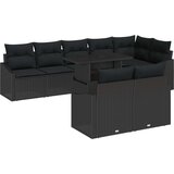  Set vrtnih kauča od 9 komada s jastučićima Crni Poli Ratan | shoptok.hr