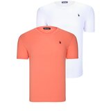 Dewberry DUAL SET T8568 V-NECK MENS T-SHIRT-WHITE-ORANGE | shoptok.hr