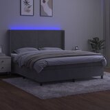  box spring s madracem LED svjetlosivi 160x200 cm baršun | shoptok.hr
