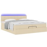  Otomanski okvir kreveta s madracima krem 200x200cm od tkanine | shoptok.hr