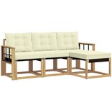 vidaXL Zunanja garnitura za sedenje z blazino 4 pcs Bela in krem, (5000281636) | Shoptok.si