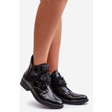 S. BARSKI Lacquered women's ankle boots with decoration insulated S.Barski black | Eponuda.ba