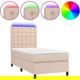  Krevet box spring madrac LED cappuccino 90x190cm umjetna koža | shoptok.hr