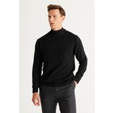 ALTINYILDIZ CLASSICS Men's Black Standard Fit Normal Cut Half Turtleneck Cotton Knitwear Sweater. Cene