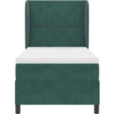 Box Postelja z vzmetnico z vzmetnico Temno zelena 90 x 190 cm Žamet, (5000128404) | Shoptok.si