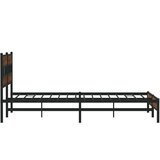 Metalni Kovinski posteljni okvir brez vzmetnice rjavi hrast 193x203 cm, (21607006) | Shoptok.si