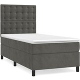 The Living Store Box spring postelja z vzmetnico temno siv 90x190 cm žamet - Box Spring Postelja, (21488486) | Shoptok.si