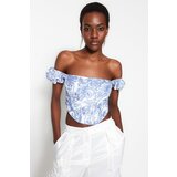 Trendyol Multicolored Crop Lined Corset Detailed Poplin Floral Bustier | Shoptok.si