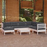 Maison Chic Seti vrtnega pohištva - Vrtna garnitura - Vrtni pohištvo set 8-delna z blazinami bela trdna borovina, (21800450) | Shoptok.si