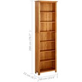Police za knjige s 7 razine 60x22x200 cm od masivne hrastovine | shoptok.hr
