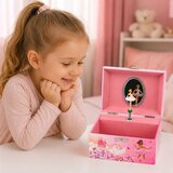  Kutija za nakit na navijanje za djecu s ogledalom, ružičasta | shoptok.hr