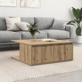 vidaXL Klubska miza artisan hrast 80 x 80 x 31 cm Konstruiran les | Shoptok.si