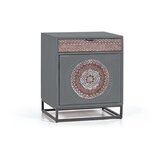 GINER Y COLOMER Klubska mizica iz mangovega lesa s sivimi in rjavimi kovinskimi nogami, (22147626) | Shoptok.si