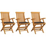 Maison Chic Vrtni stoli - Stol za vrt s taupe blazinami 3 kosi trdna tikovina JS2049, (21876926) | Shoptok.si
