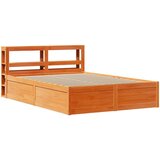 Okvir kreveta s uzglavljem voštano smeđi 140x190 cm od borovine | shoptok.hr