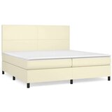  Box spring postelja z vzmetnico krem 200x200 cm umetno usnje, (20902187) | Shoptok.si