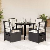  5-dijelni vrtni blagovaonski set s jastucima od poliratana crni Crna 80 x 80 x 74 cm | Shoptok.si