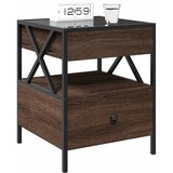  Noćni ormarić s beskonačnim LED boja smeđeg hrasta 40x40x51 cm | shoptok.hr