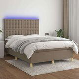  Box spring postelja z vzmetnico LED taupe 140x200 cm blago, (20899486) | Shoptok.si