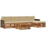 vidaXL Zunanja garnitura za sedenje z blazino 6 pcs Naravna in bež, (5000271590) | Shoptok.si