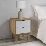 The Living Store Nočna omarica OTTA rjava in bela 45x39x57 cm trdna borovina - Nočna Omarica, (21432491) Cene