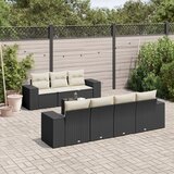 Maison Chic Seti vrtnega pohištva - Vrtna garnitura - Vrtni pohištvo set 8-delna z blazinami črn poli ratan, (21799753) | Shoptok.si