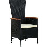  Vrtna garnitura - 4-dijelni vrtni blagovaonski set s jastucima crni Crna i smeđa Dužina stola 140 cm 4 | shoptok.hr