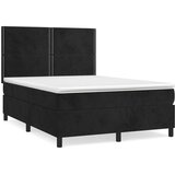 vidaXL Box spring posteljni z vzmetnico črn 140x190 cm žamet | Shoptok.si