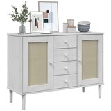 vidaXL Komoda SENJA bijela izgled ratana 112x40x80 cm masivna borovina | shoptok.hr