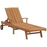  Ležaljka za sunčanje s jastukom 2 pcs Smeđa Čvrsto teak drvo | shoptok.hr