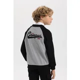 Defacto Boy&#39;s College Collar Embroidered Bomber Cardigan