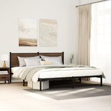 Maison Chic Kovinski Posteljni okvir - Dvoposteljna postelja - Zakonska postelja brez vzmetnice rjavi hrast 160x200 cm, (21694558) | Shoptok.si