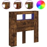 Maison Chic led posteljno vzglavje - vzglavna omarica - nočna omarica dimljen hrast 100x18,5x103,5 cm inž. les, (21713311) | Shoptok.si