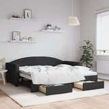 vidaXL Dnevni krevet na razvlačenje s ladicama crni 90x190 cm tkanina | shoptok.hr