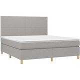  Box spring postelja z vzmetnico LED sv. siva 180x200 cm blago, (20789305) | Shoptok.si
