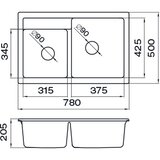 Metalac granitna sudopera xQuardo Plus 2D 780x500 Crna | Eponuda.com