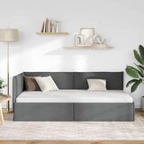vidaXL Kotna postelja z vzglavjem Temno siva 90 x 200 cm blago | Shoptok.si