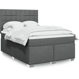 vidaXL Box spring postelja z vzmetnico temno siva 140x200 cm blago Cene