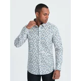 Ombre Men's SLIM FIT shirt in twig print - blue-gray